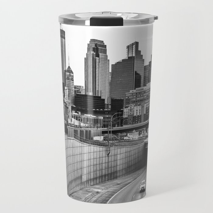 Minneapolis Skyline | City Photography | Black and White Travel Mug