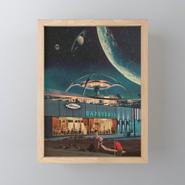 a Postcard from year 2346 Framed Mini Art Print