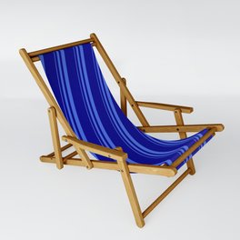 [ Thumbnail: Royal Blue & Dark Blue Colored Striped Pattern Sling Chair ]