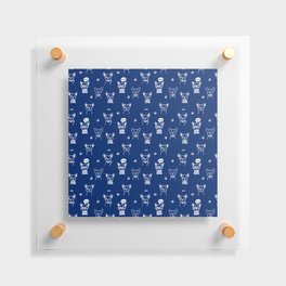 Blue and White Hand Drawn Dog Puppy Pattern Floating Acrylic Print