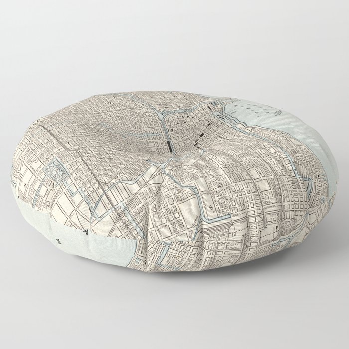 Vintage Map of Chicago (1893) Floor Pillow