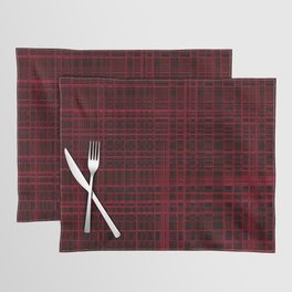 Crimson Red Grid Lines Placemat