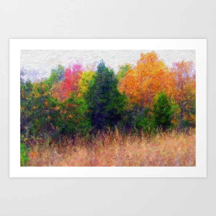 Colorful painted Trees Art Print