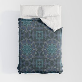 Elegant Blue Turquoise Marble Gemstone Mandala Design Comforter