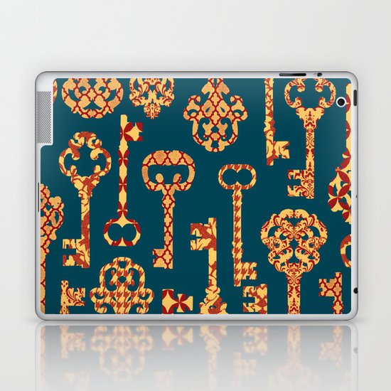 Yellow and Red Skeleton Key Pattern Laptop & iPad Skin
