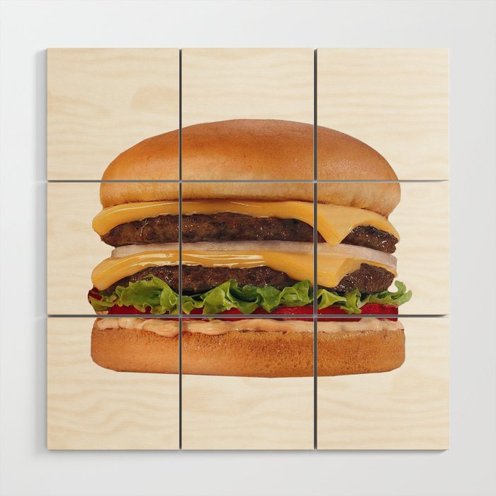 Hamburger - Double Double Cheeseburger,  with lettuce and Onions Wood Wall Art
