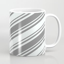 [ Thumbnail: Gray and Mint Cream Colored Lines/Stripes Pattern Coffee Mug ]