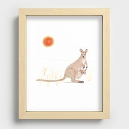 Kangaroo and baby Recessed Framed Print