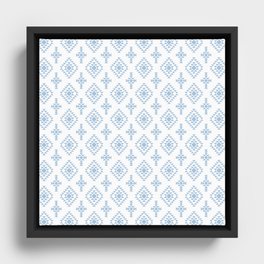 Pale Blue Native American Tribal Pattern Framed Canvas