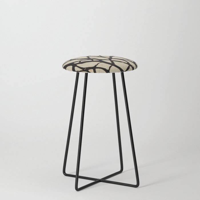 Patterned Leather Counter Stool