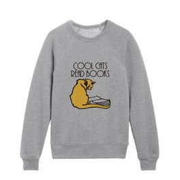 Cool cats read books Kids Crewneck