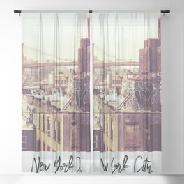 New York City and the Brooklyn Bridge | Vintage Style Photography Sheer Curtain