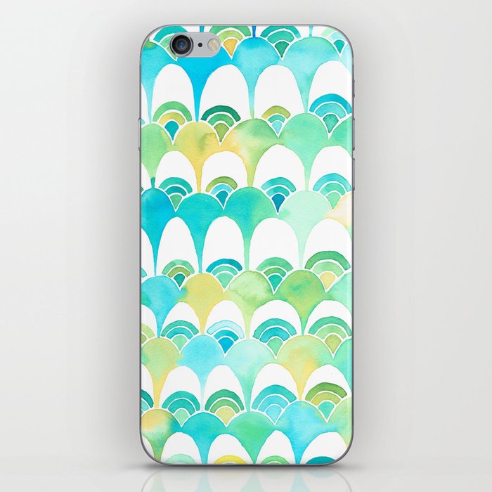 blue and green scale pattern iPhone Skin