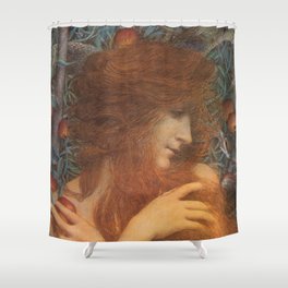 The Woman and the Serpent portrait painting by Lucien Levy Dhurmer Shower Curtain