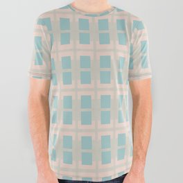 80s Mid Century Rectangles Baby Blue All Over Graphic Tee
