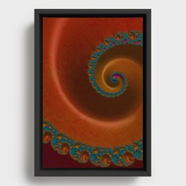 Turquoise and Orange Swirl Framed Canvas