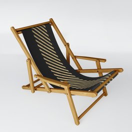 Modern Minimalist Black Gold Geometric Stripes Sling Chair