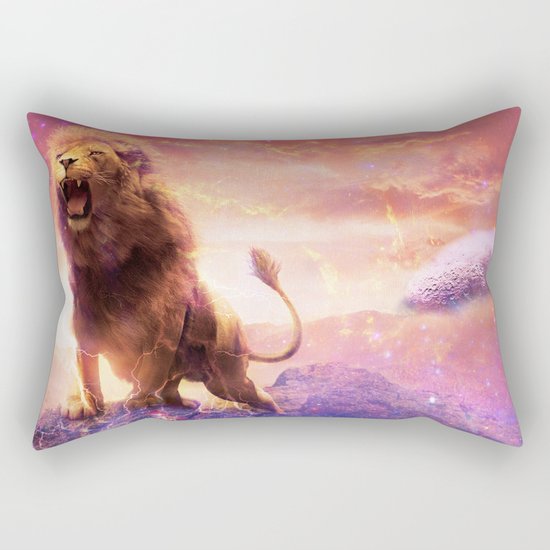 Roaring Space Lion Rectangular Pillow