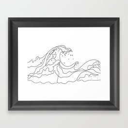 Minimal Line Art Ocean Waves Framed Art Print