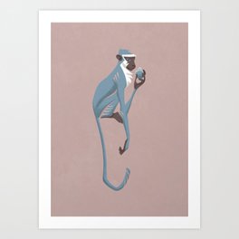 Vervet monkey with pomegranate Art Print
