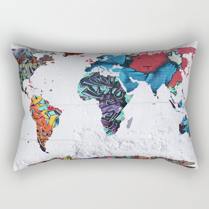map of the world graffiti  Rectangular Pillow