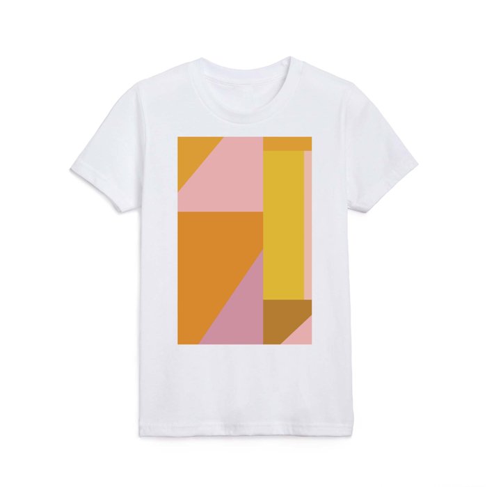 Shapes in Vintage Modern Pink, Orange, Yellow, and Lavender Kids T Shirt