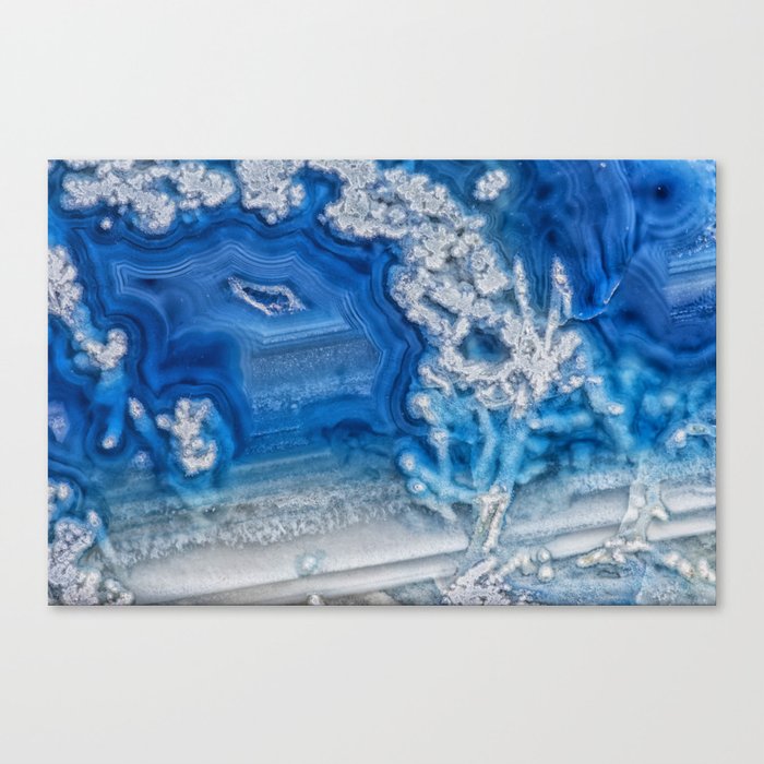 Blue whte agate crystal Canvas Print