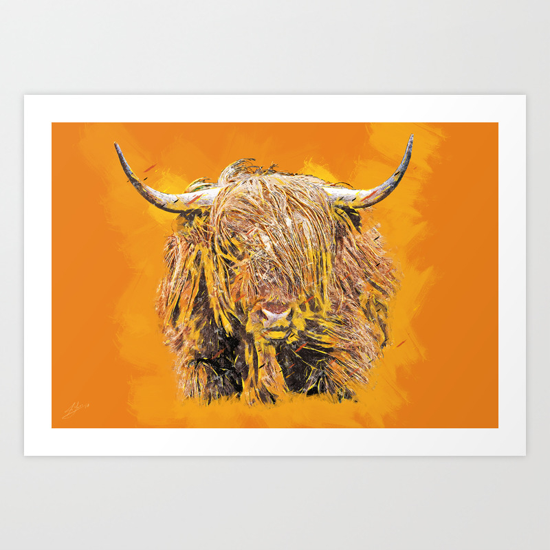 Colorful Highland Cow Art Print By Juliolucas Society6