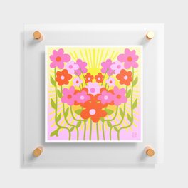 Sunny Spring Flowers Ombre Pink and Yellow Floating Acrylic Print
