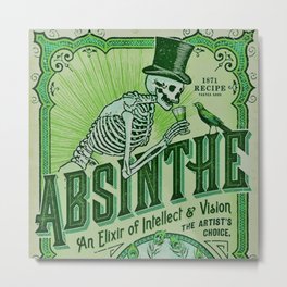 Vintage 1871 Absinthe Liquor Skeleton Elixir Aperitif Cocktail Alcohol Advertisement Poster Metal Print | Vintage, Aperitif, Advertisement, Alcoholic, Alcohol, Printad, Skull, Beverage, Absinthe, Cocktails 