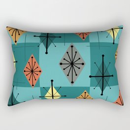 Mid Century Modern Starburst Diamonds Turquise & Teal Rectangular Pillow