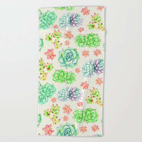 Succulents Beach Towel