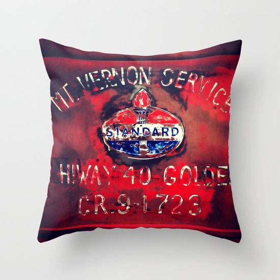 Vintage Truck Gas Station Sign Throw Pillow