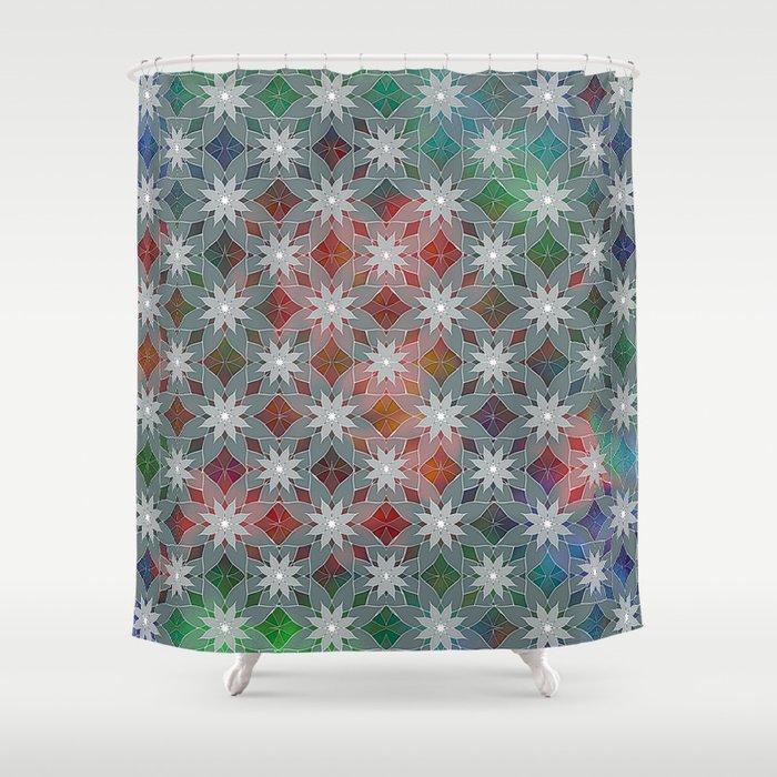 Abstract Star Flower Pattern Shower Curtain