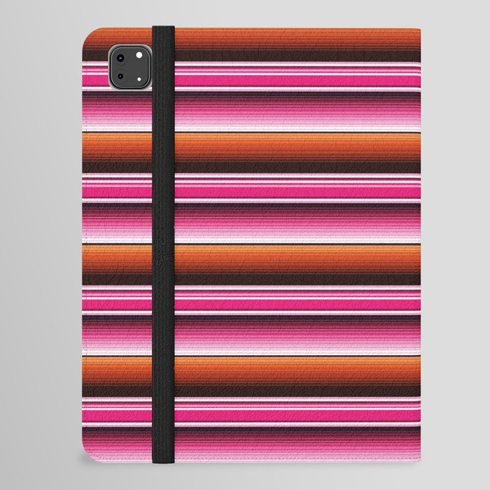 Hot pink Serape Saltillo Mexican sarape blanket vibrant color stripes pattern iPad Folio Case