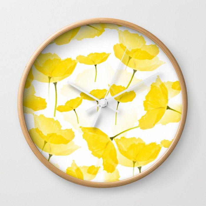 Light Yellow Poppies Spring Summer Mood #decor #society6 #buyart Wall Clock