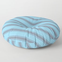 [ Thumbnail: Sky Blue and Light Slate Gray Colored Stripes Pattern Floor Pillow ]