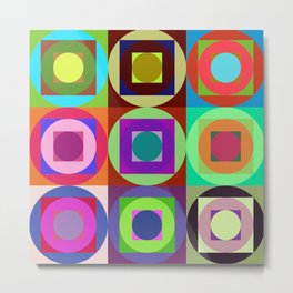 3x3 010 Metal Print | Graphicdesign, Pattern, Retro, Minimal, Pink, Blue, Squares, Minimalist, Modern, Rainbow 