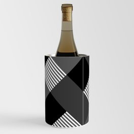 Diamond Plaid Stripes Harlequin Black White Gray Grey Wine Chiller