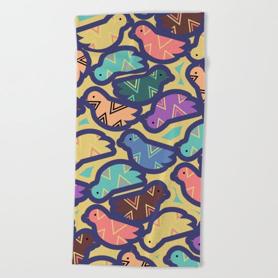 Ethnic bird pattern Beach Towel