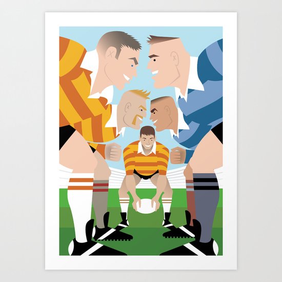 Rugby Scrum for Handsome Devil Press Art Print