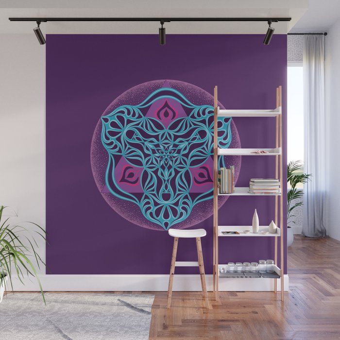 Purple Tiger Mandala  Wall Mural