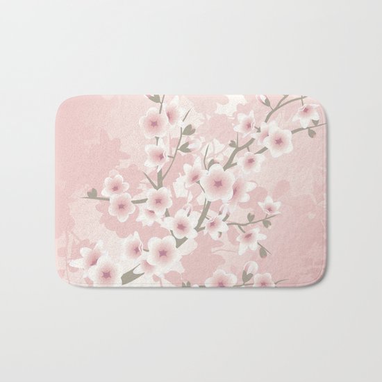Vintage Floral Cherry Blossom Bath Mat