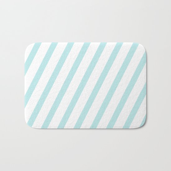 Diagonal stripes - turquoise fresh summer pattern Bath Mat