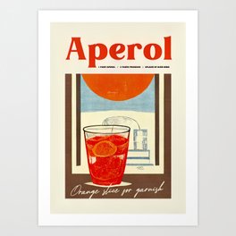 Retro Aperol Poster Sunny Day Homebar Kitchen Bar Prints Vintage Drinks Art Print