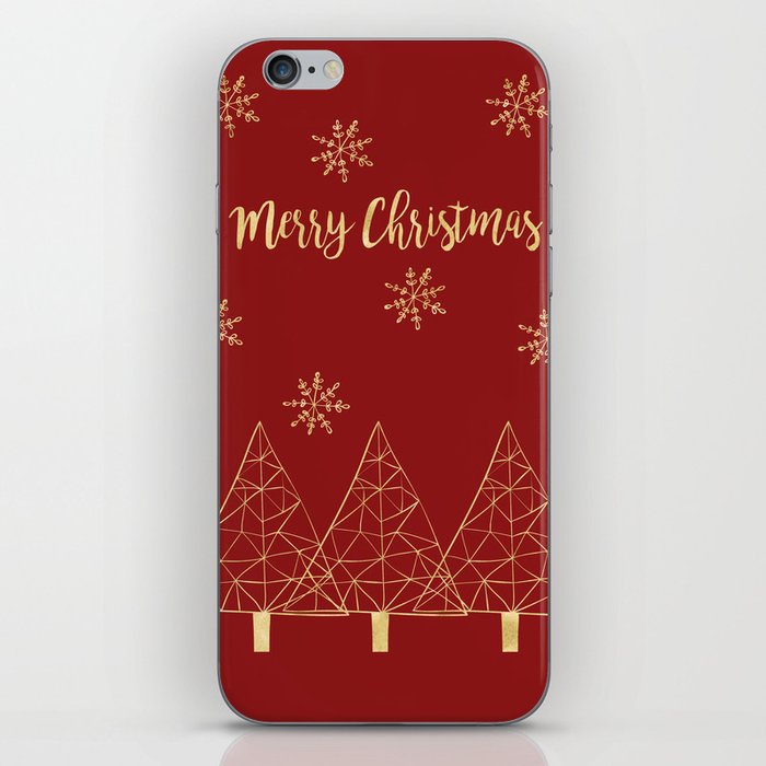 Merry Christmas Red and Gold iPhone Skin