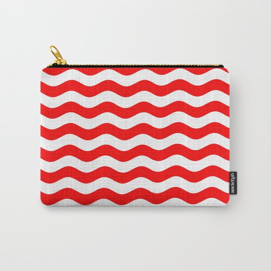 Wavy Stripes (Red/White) Carry-All Pouch