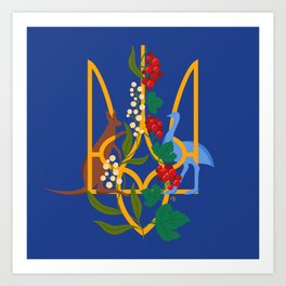 Australian Ukrainian Coat of Arms Blue and Yellow Art Print