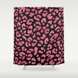 Pink Shade Glitter Leopard Print Pattern Shower Curtain