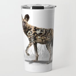 African wild dog scientific illustration art print Travel Mug
